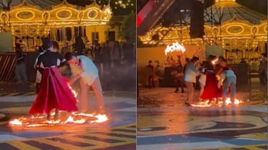 Bailarina queda envuelta en llamas durante espectáculo (video)
