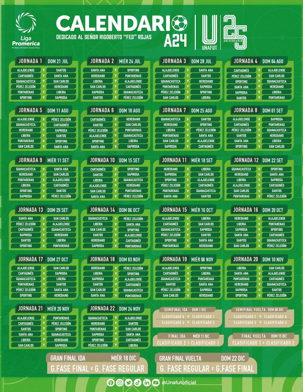 Este es el calendario del campeonato Apertura 2024 que empezará el 21 de julio.