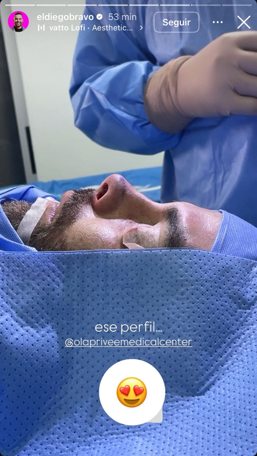 Diego Bravo compartió el resultado de su intervención en su perfil de Instagram.