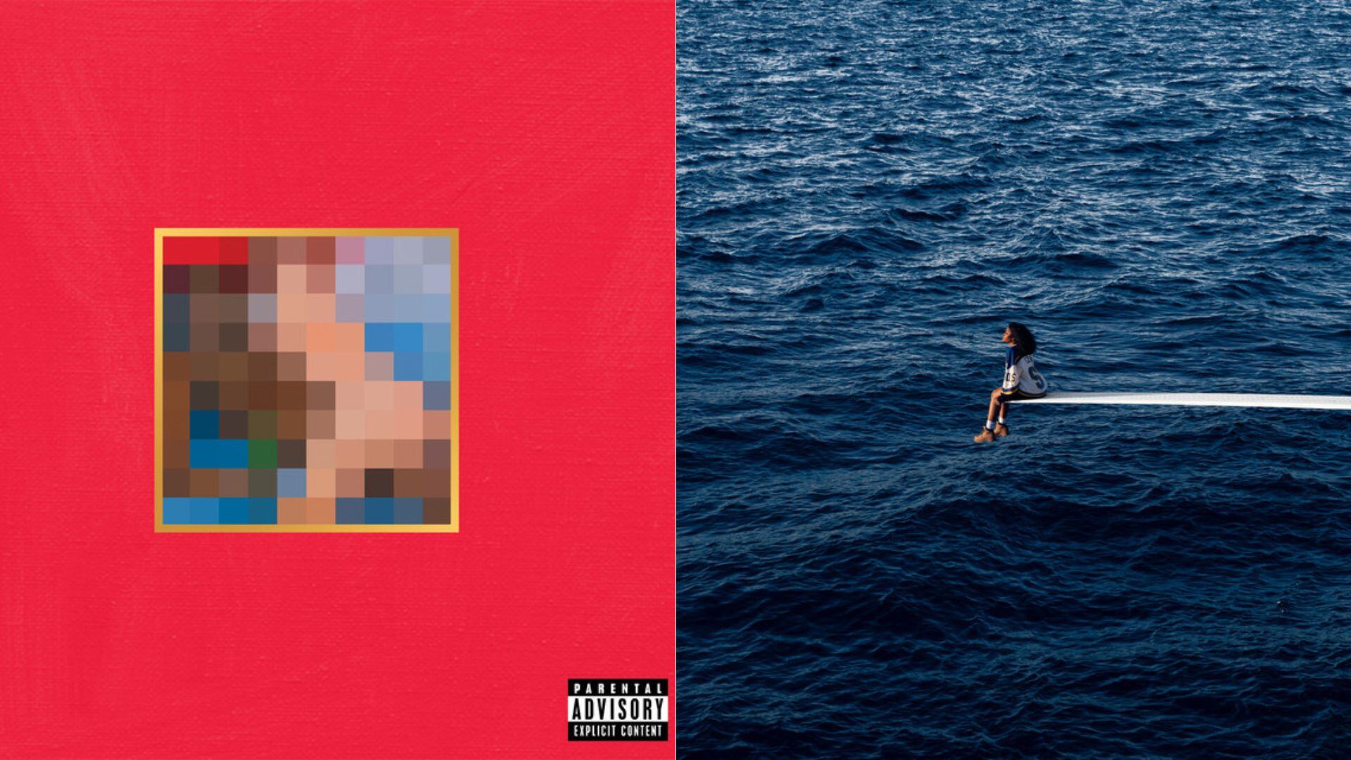 Portadas de 'My Beautiful Dark Twisted Fantasy' de Kanye West y 'SOS' de SZA.