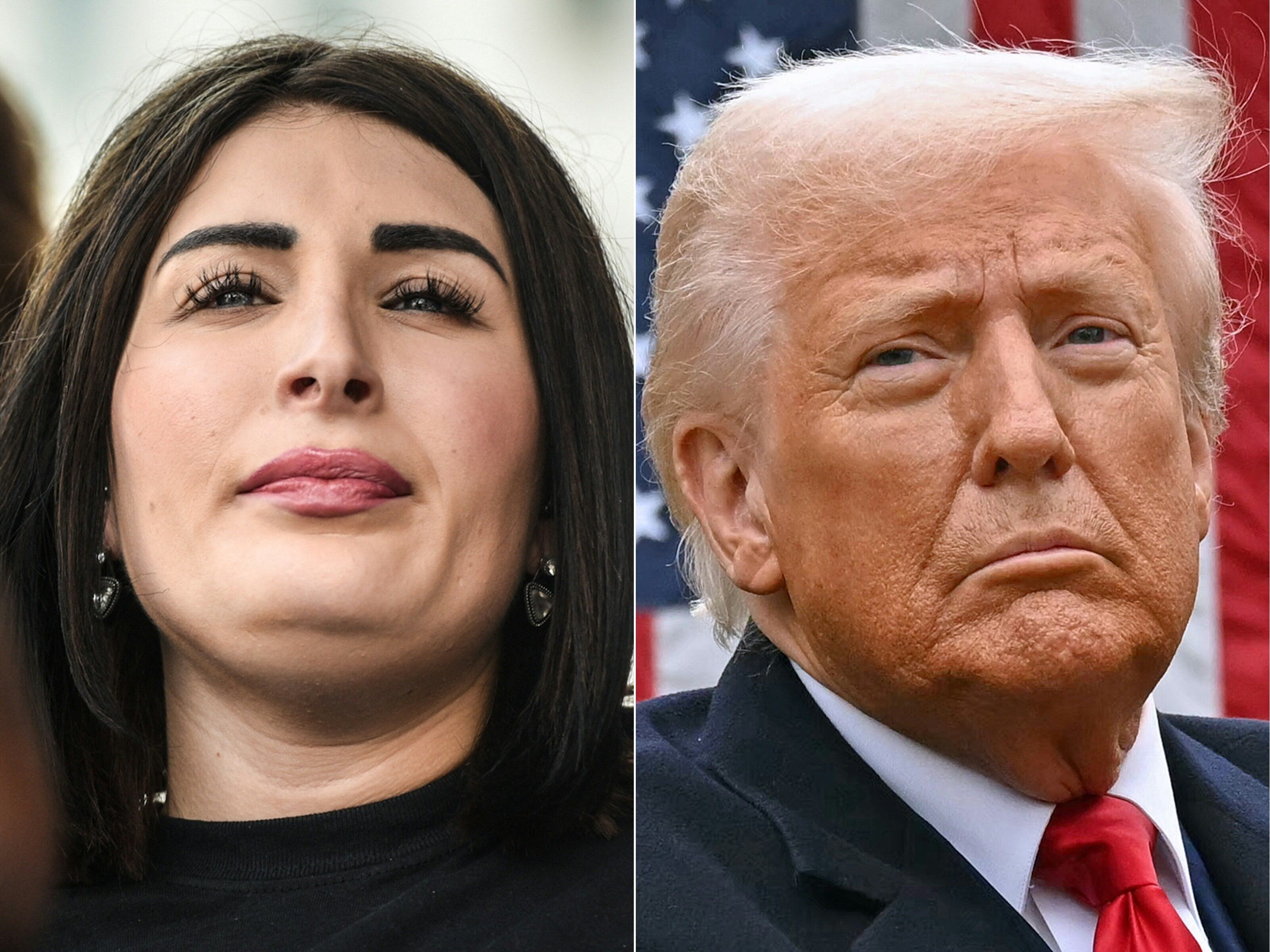 (COMBO) This combination of pictures created on April 3, 2025 shows, L-R, Laura Loomer on July 6, 2019 in Washington, DC and US President Donald Trump at the White House in Washington, DC, on April 2, 2025.
According to US media reports on April 3, the White House has fired at least three National Security Council staff members, following President's Trump meeting with far-right activist Laura Loomer on April 2. (Photo by STEPHANIE KEITH and SAUL LOEB / various sources / AFP)