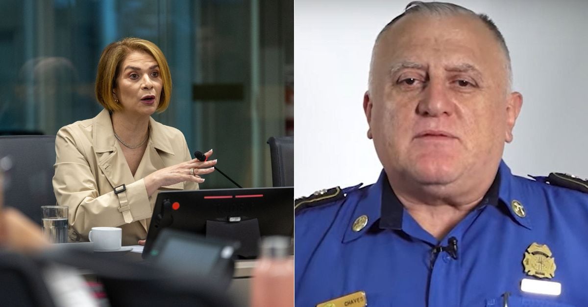 En la imagen se observa a Mónica Araya, expresidenta del INS (izquierda), y Héctor Chaves, director de Bomberos (derecha). Fotos: José Cordero y Bomberos de Costa Rica.