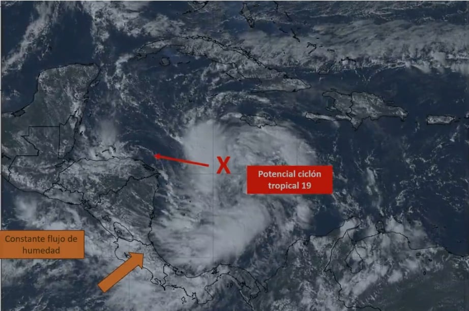 El ciclón tropical 19 se está fortaleciendo a más de 800 kilómetros de Limón, en su ruta hacia Honduras.