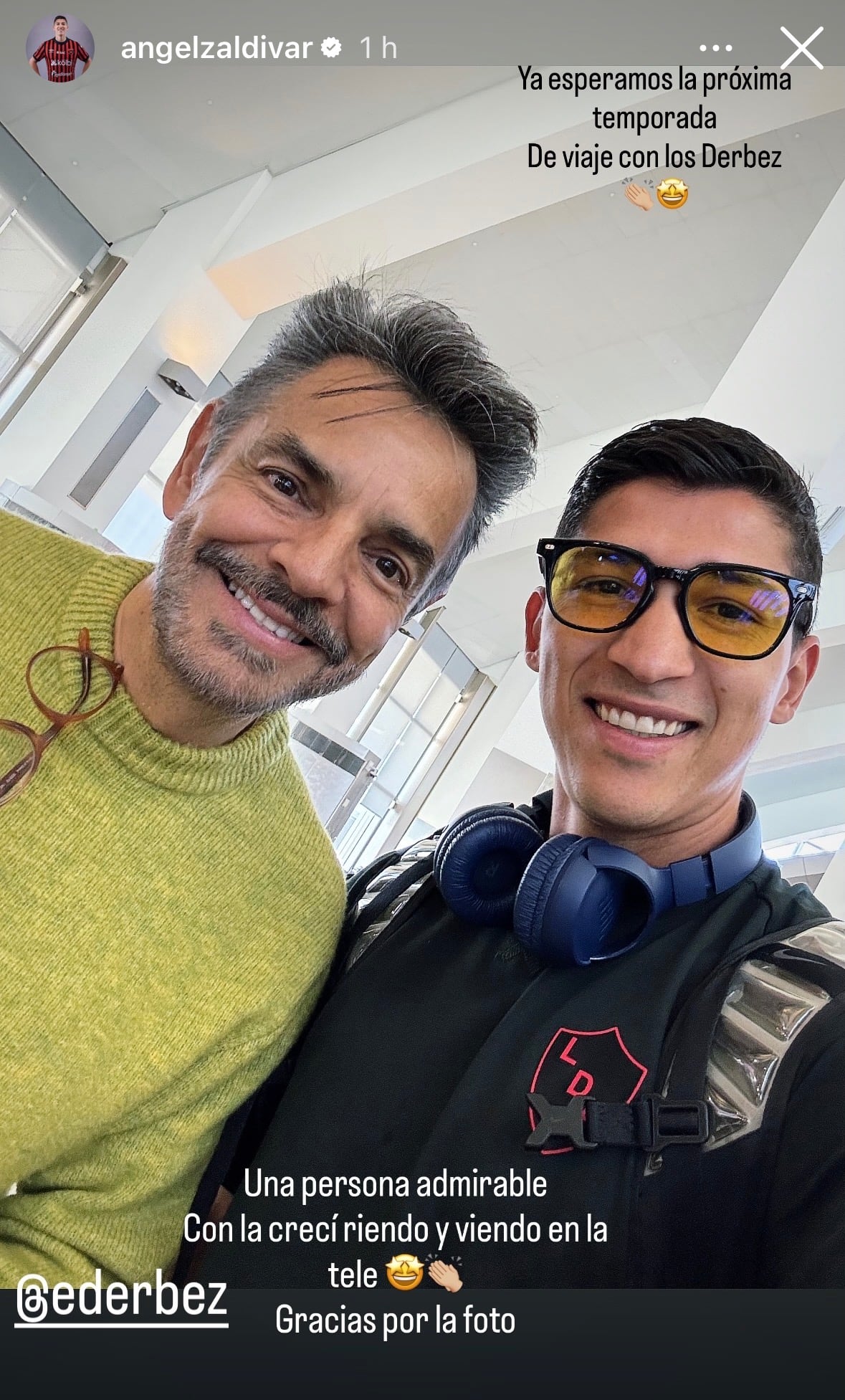 Ángel Zaldívar se encontró a Eugenio Derbez en Los Ángeles, California, horas después del partido entre LAFC y Liga Deportiva Alajuelense, en la Copa de Campeones de Concacaf.