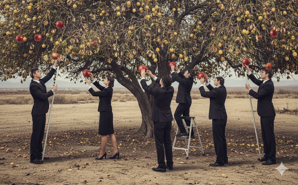 Árbol seco de limones al que funcionarios le están "pegando" manzanas en las ramas