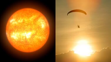 Astrofotógrafo logró capturar a un paracaidista cayendo frente al Sol en imagen única