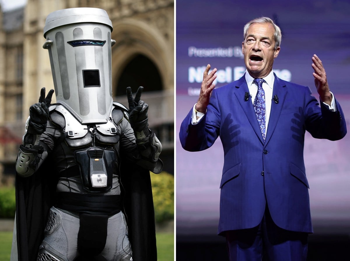 El llamado 'Count Binface' (Conde Cara de Basurero) y Nigel Farage se enfrentaron en las elecciones locales de Clacton, Reino Unido.