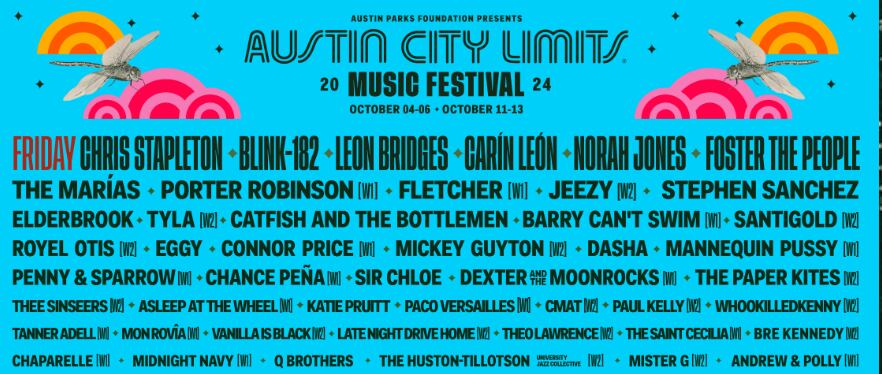 El nombre de la banda costarricense The Saint Cecilia se puede leer en el cartel de artistas invitados al festival Austin City Limits.