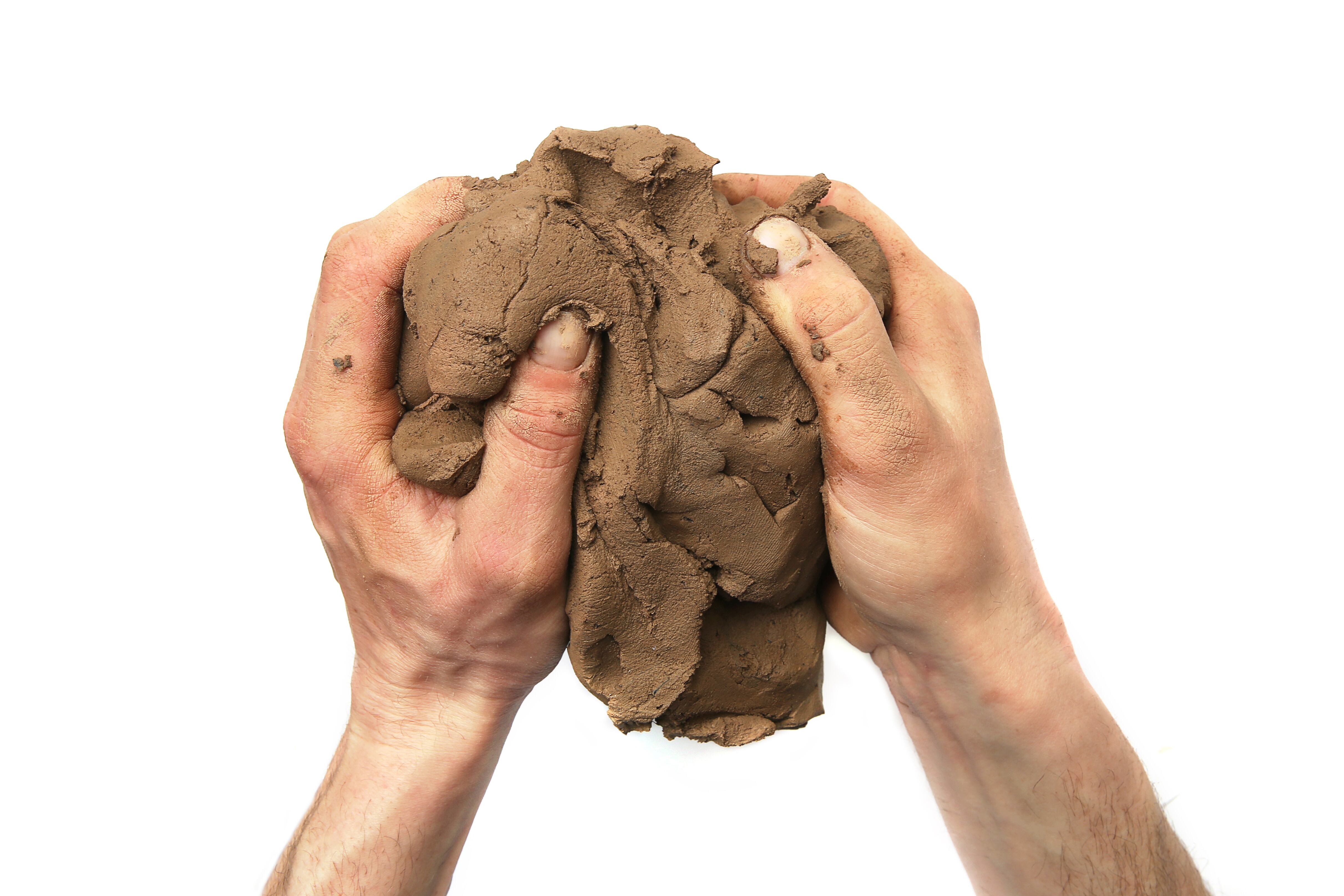 Manos moldean figuras en arcilla