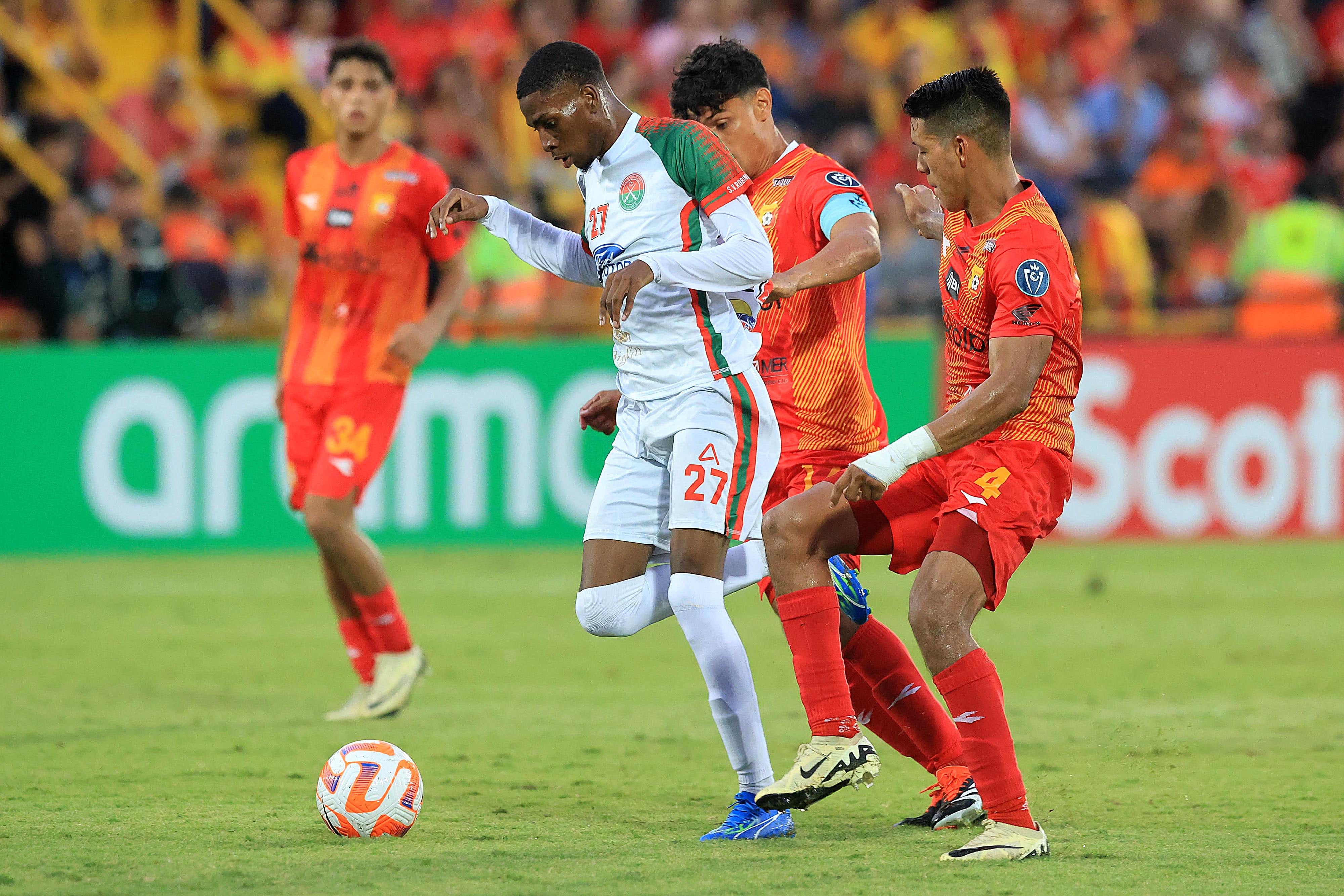 05/03/2024 Estadio Morera Soto, Alajuela. El Club Sport Herediano recibió al Robinhood de Surinam, en partido de octavos de final, Copa de Campeones de Concacaf. Foto: Rafael Pacheco Granados