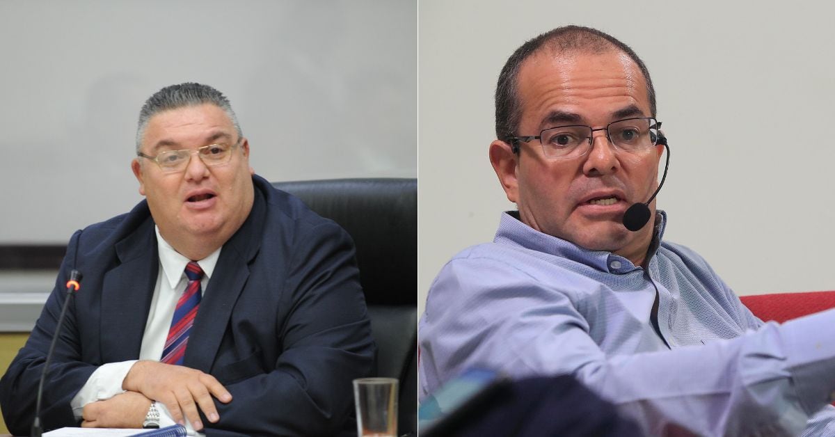 El exsuperintendente de Pensiones, Edgar Robles (derecha) y el exsuperintendente de Sugef, Javier Cascante (izquierda)