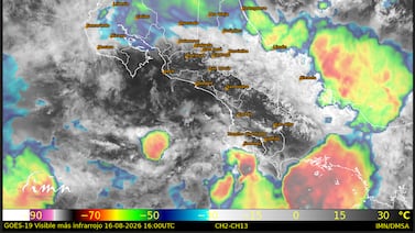 Costa Rica continuará con lluvias, aguaceros y fuertes ráfagas este domingo: zona de convergencia intertropical está sobre el país