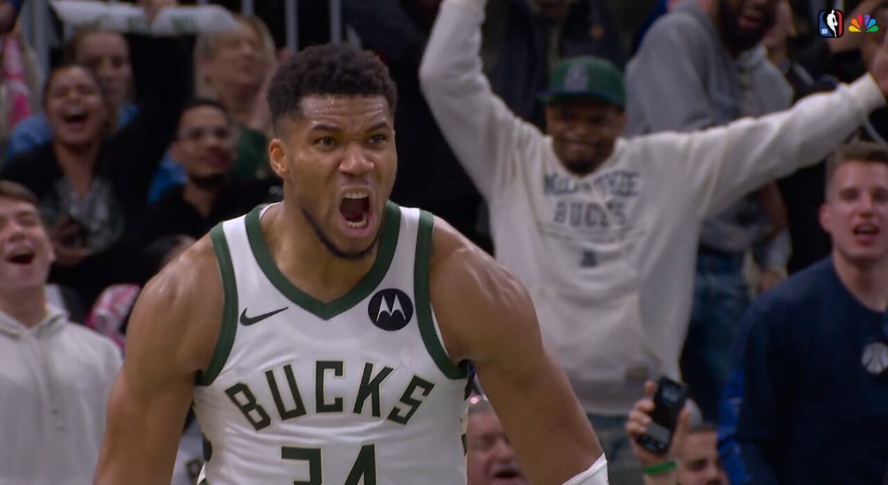 Giannis Antetokounmpo en la victoria ante los New York Knicks del 28 de octubre
