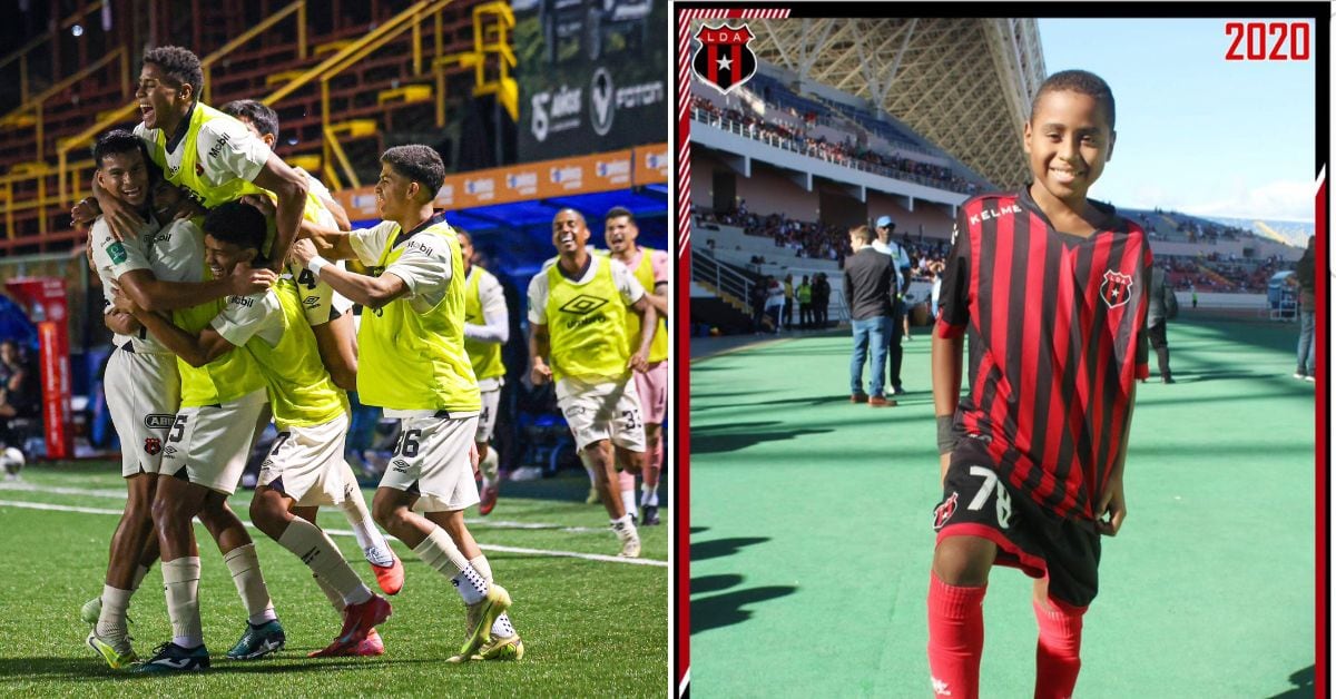 Ethan Barley festejaba el gol de Deylan Aguilar, sin imaginar que él también anotaría. El delantero debutó con Liga Deportiva Alajuelense a los 16 años y lleva siete años de ser parte del club.