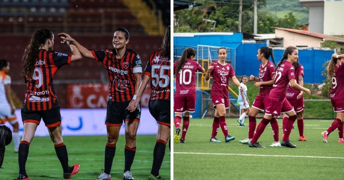 Los equipos femeninos de Alajuelense y Saprissa FF se toparán en el primer clásico del año este miércoles. Fotografía: Prensa Alajuelense y Prensa Saprissa