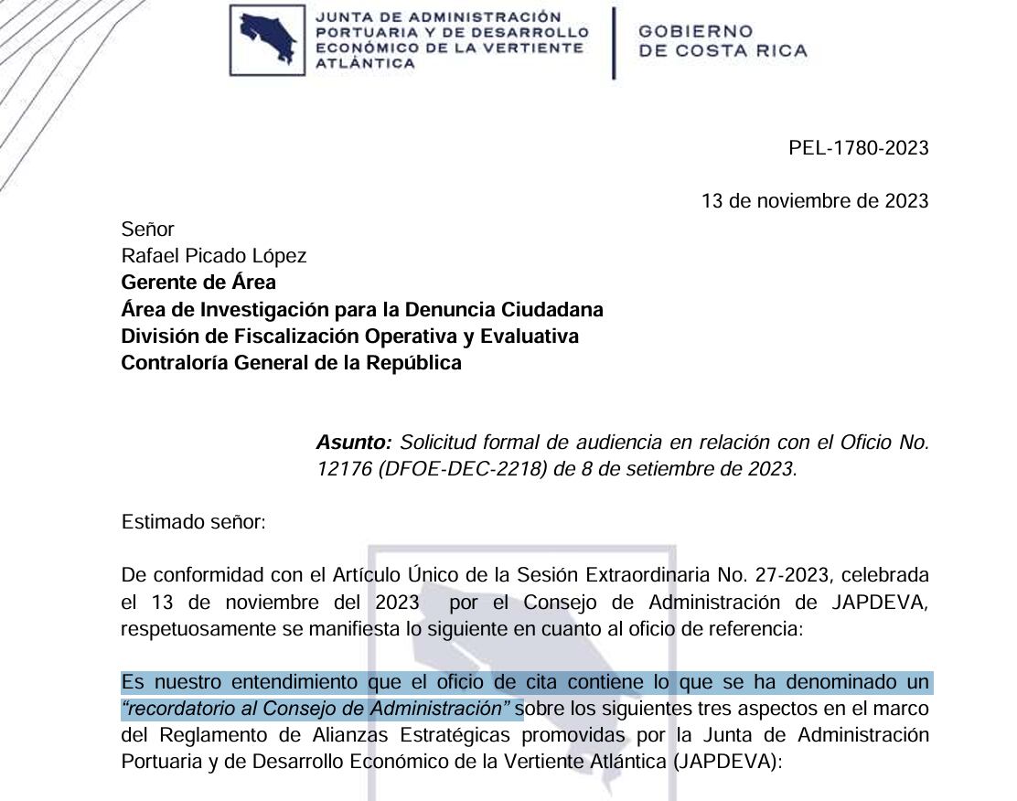 Japdeva recordatorio Contraloría terminal de cruceros marina