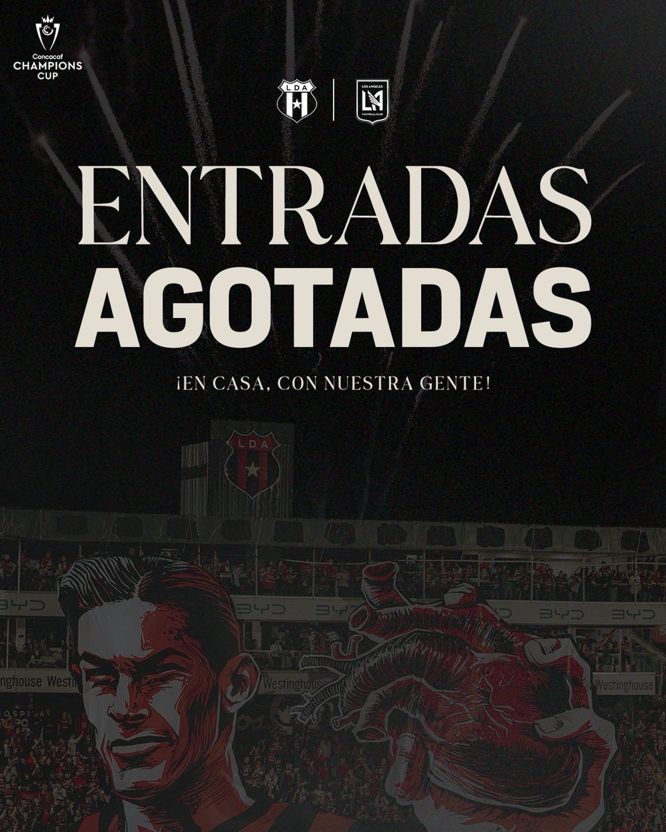 El partido entre Liga Deportiva Alajuelense y LAFC se jugará con el Estadio Alejandro Morera Soto a reventar.