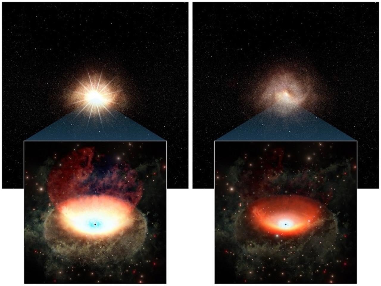 Recreación de un agujero negro supermasivo que pierde brillo
REMITIDA / HANDOUT por IAC
Fotografía remitida a medios de comunicación exclusivamente para ilustrar la noticia a la que hace referencia la imagen, y citando la procedencia de la imagen en la firma
25/3/2026
