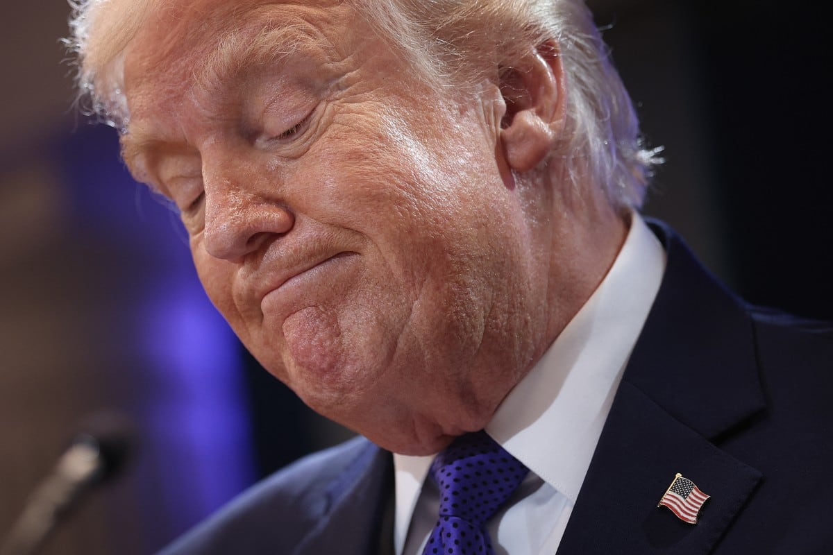 WASHINGTON, DC - FEBRUARY 20: U.S. President Donald Trump speaks during a press briefing held at the White House February 20, 2026 in Washington, DC. The U.S. Supreme Court today ruled against Trump�s use of emergency powers to implement international trade tariffs, a central portion of the administration�s core economic policy. Kevin Dietsch/Getty Images/AFP (Photo by Kevin Dietsch / GETTY IMAGES NORTH AMERICA / Getty Images via AFP)