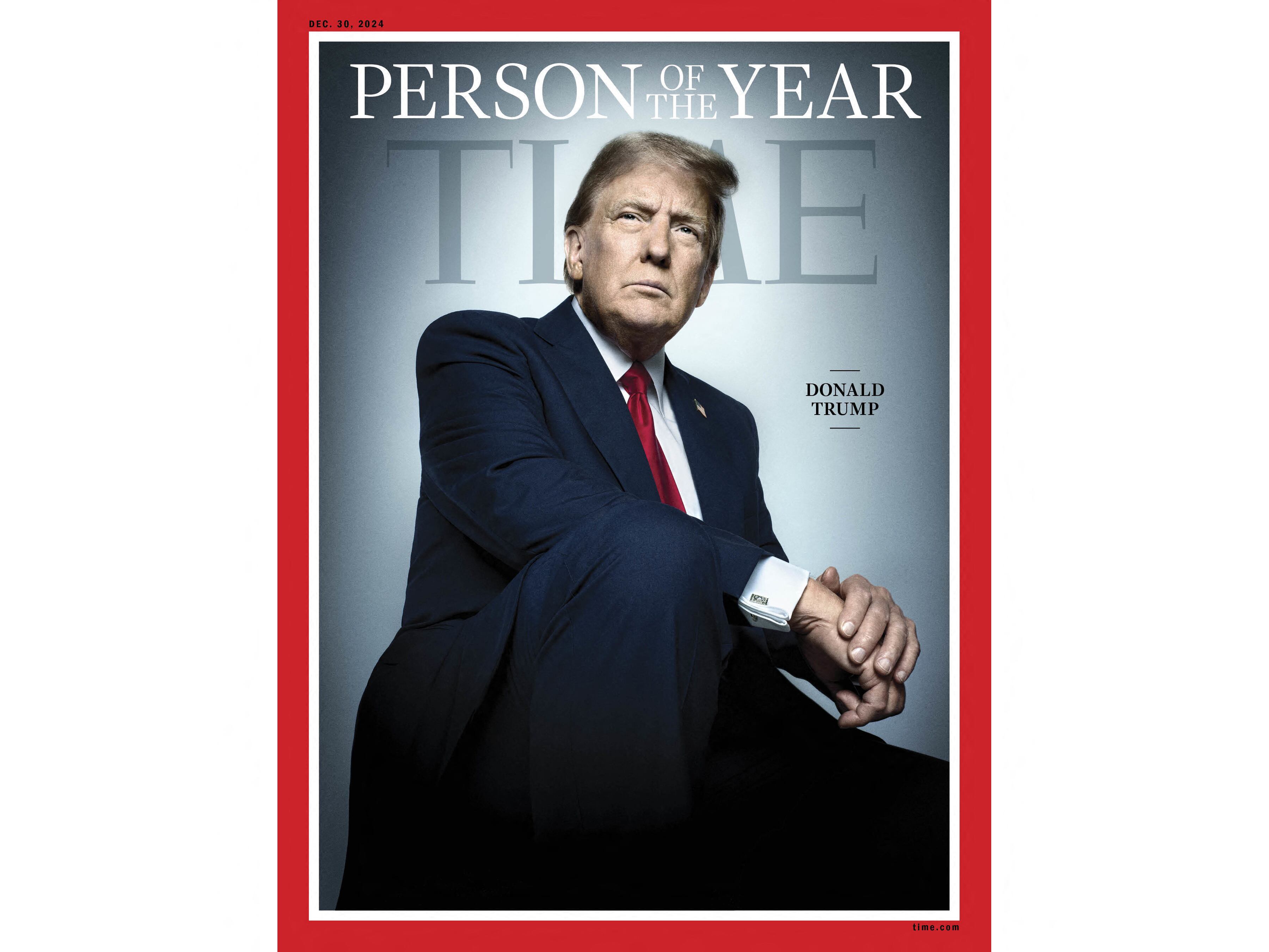 Esta imagen cortesía de TIME/TIME Person of the Year obtenida el 12 de diciembre de 2024 muestra la portada de la revista TIME que anuncia al presidente electo de Estados Unidos, Donald Trump, como la Persona del Año 2024.