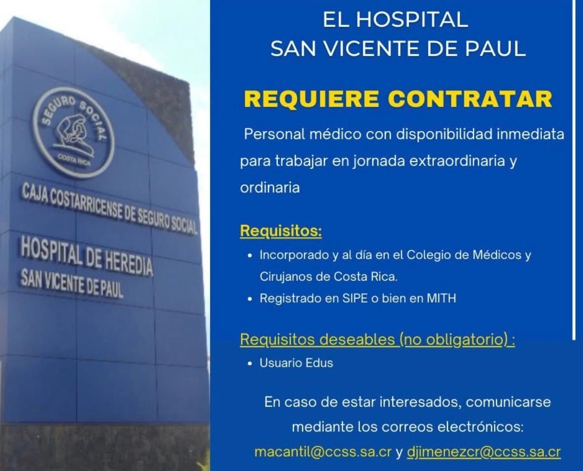 Hospital de heredia puestos de empleo