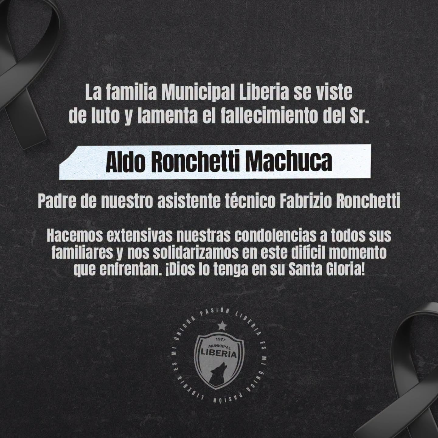 Esta es la nota luctuosa difundida por el Municipal Liberia.