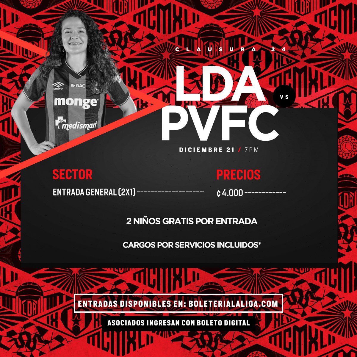 Este es el precio de las entradas para la final del Clausura 2024 del fútbol femenino entre Liga Deportiva Alajuelense y Puerto Viejo.