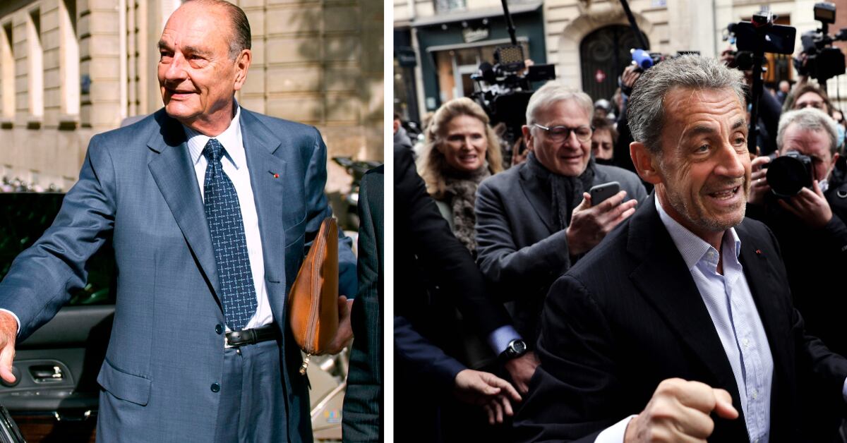 Los expresidentes franceses Jacques Chirac (izquierda) y Nicolas Sarkozy fueron acusados y procesados por corrupción en su momento.