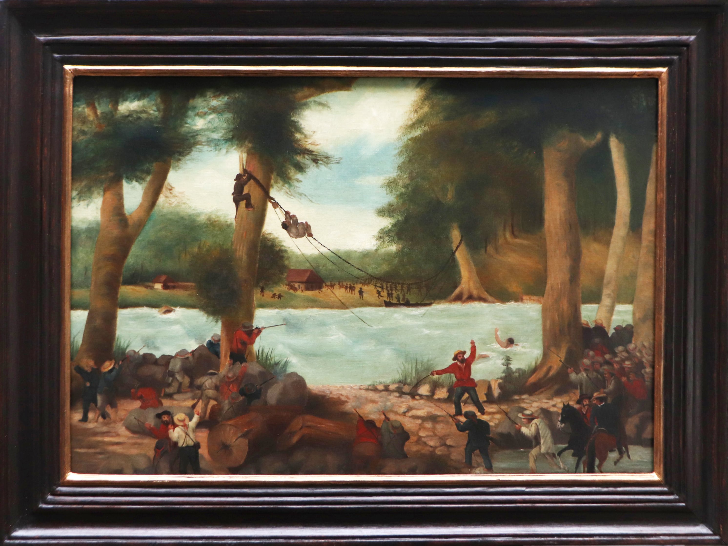 El paso del río Barranca, óleo de Fortino.