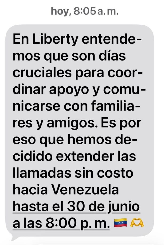 Liberty extiende periodo de comunicación gratuita desde Costa Rica hacia Venezuela.