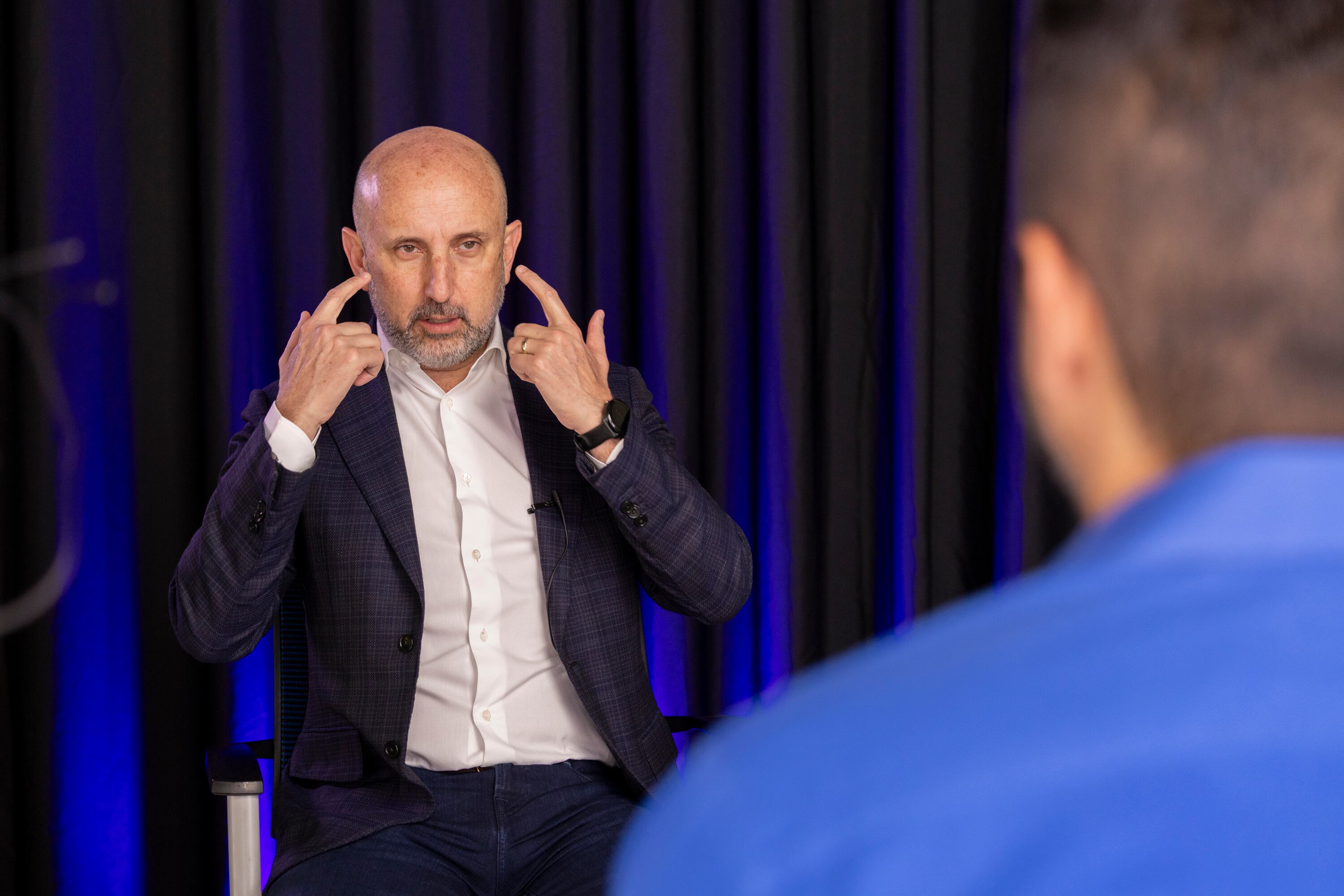 28/02/2025, San José, Estudio Grupo Nación, entrevista con Osael Maroto, presidente de la Federación Costarricense de Fútbol.