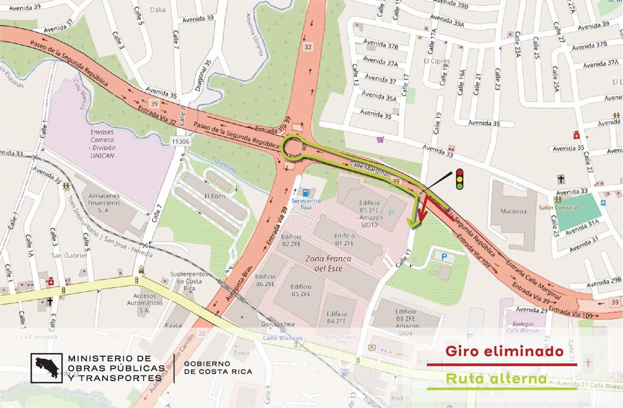 Se elimina movimiento izquierdo desde la marginal de
Circunvalación Norte, en el sector este, hacia el sur para
incorporarse a Calle 17 y dirigirse hacia el Barrio San
Francisco.