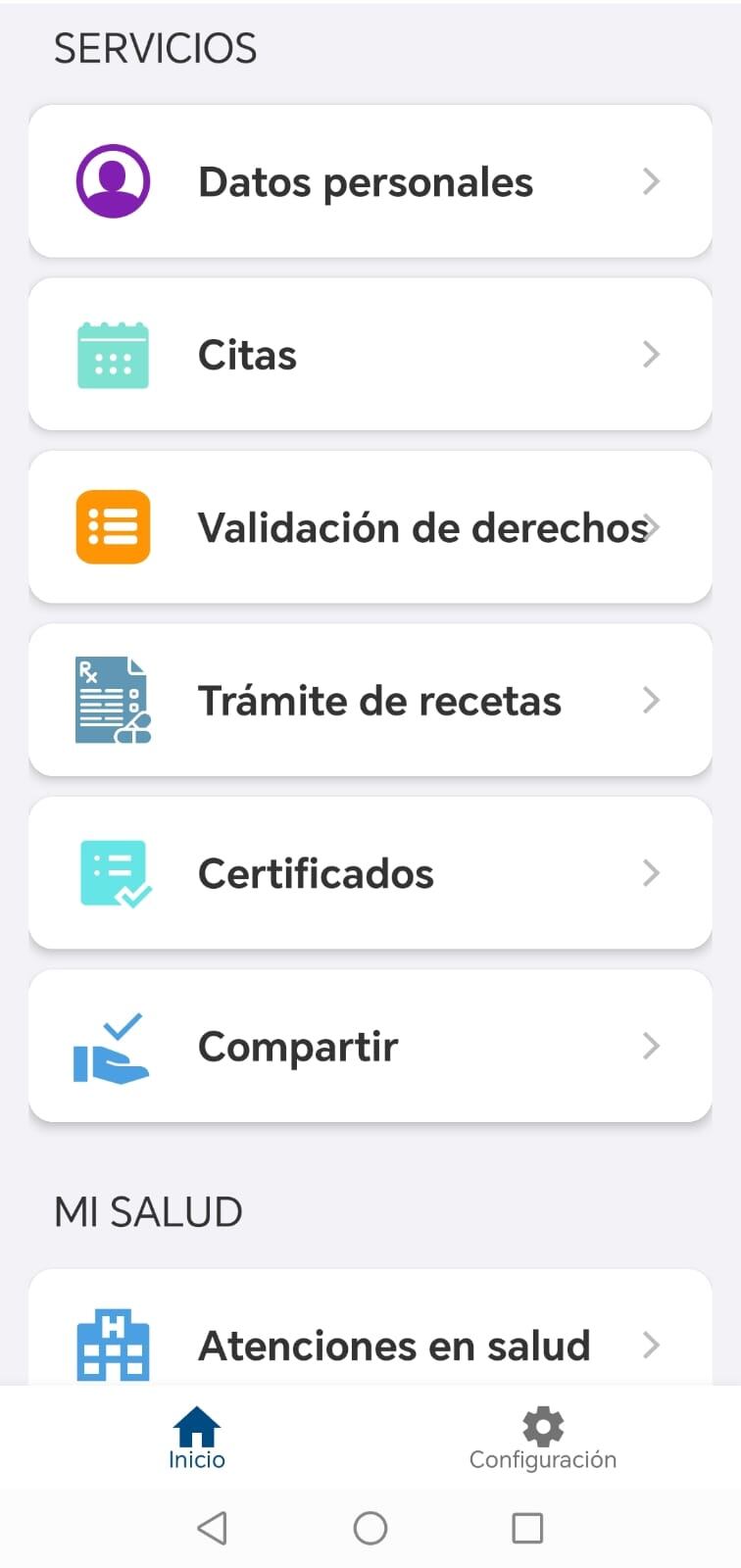 Pantalla de la información del EDUS