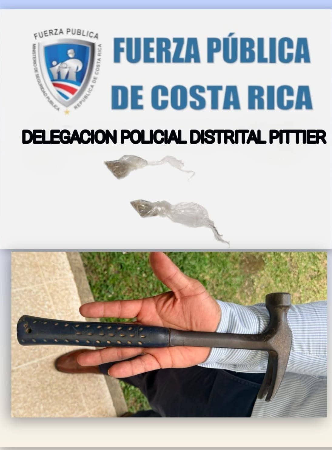 Fuerza Pública decomisa martillo a colegial en Coto Brus.