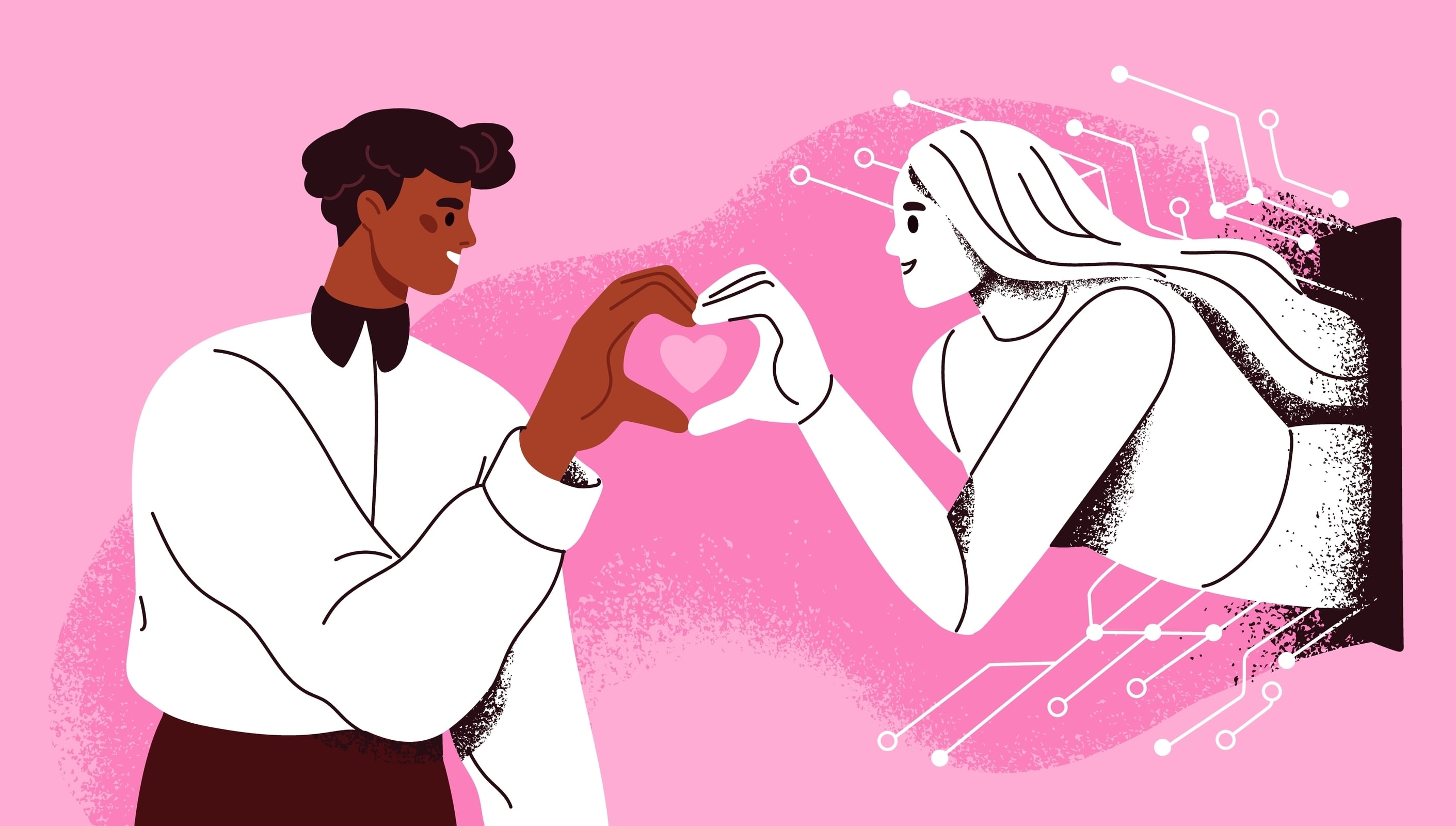 Relaciones de pareja con una IA. Parejas formadas por ser humano y una inteligencia artificial.