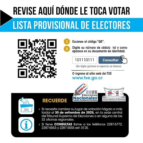 Código QR permitirá a los votantes confirmar su domicilio electoral. Cambios deben hacerse antes del 30 de setiembre de 2025.