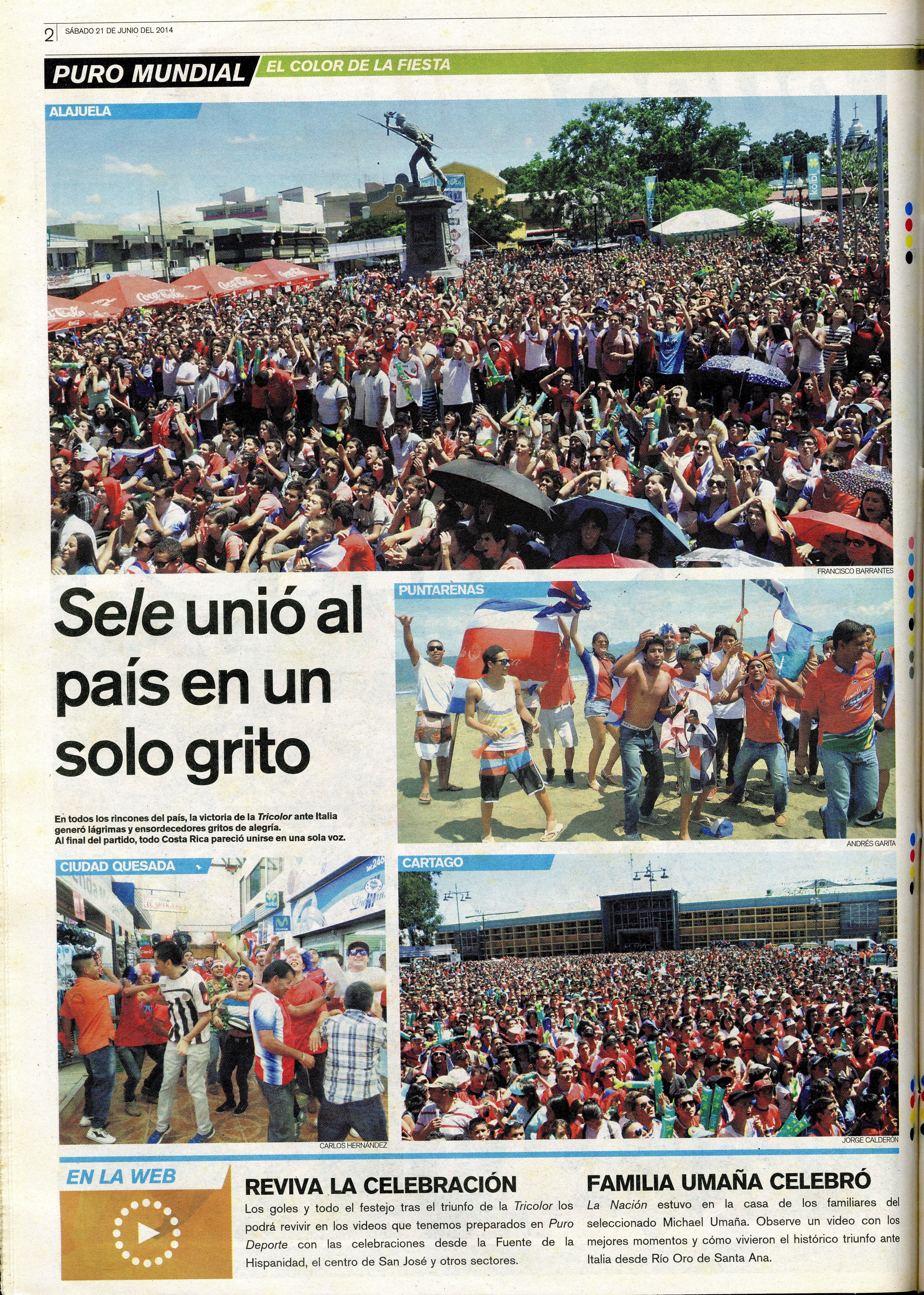 Partido Costa Rica vs. Italia en el Mundial de Brasil 2014. / Archivo LN