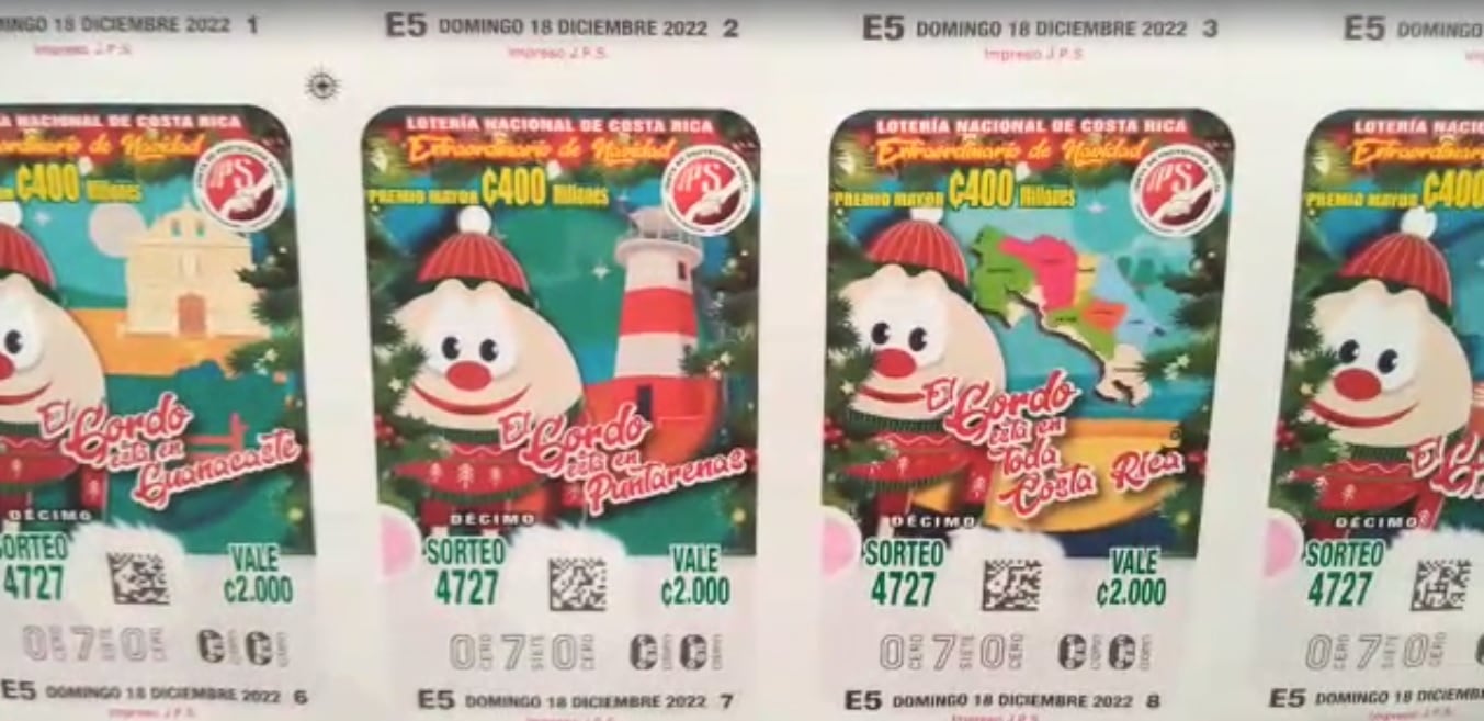 Si usted se pega un entero del Gordo Navideño de la quinta emisión no se ganará 1.600 millones de colones sino solo 400 millones de colones, eso debe tenerlo bien claro