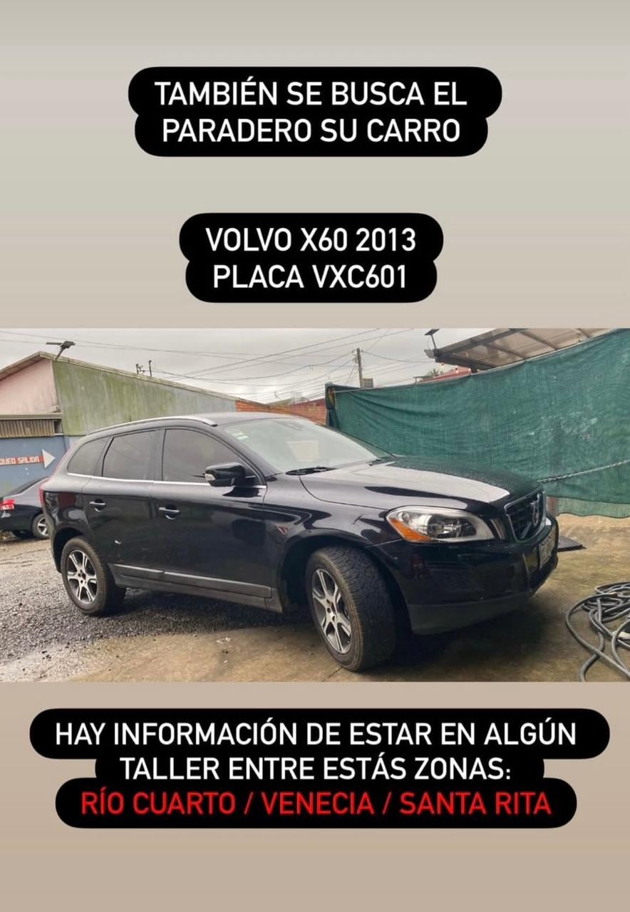 Una hija de Ligia Zulema Faerron Jiménez publicó en Instagram una foto del vehículo de la mujer quien está desaparecida desde el 26 de setiembre.