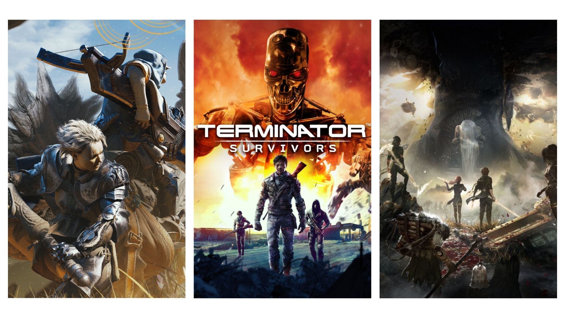 Portadas de 'Monster Hunter Wilds', 'Terminator Survivors' y 'Clair Obscur: Expedition 33'.