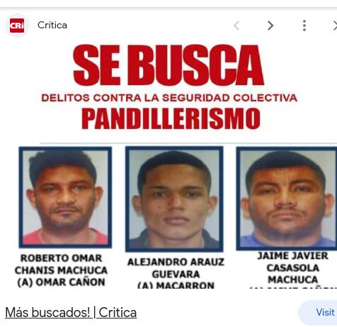 En diciembre del 2022 Roberto Chanis Machuca aparecía como uno de los más buscado en Panamá, según publicación del medio Crítica. Imagen: Cortesía, Crítica.