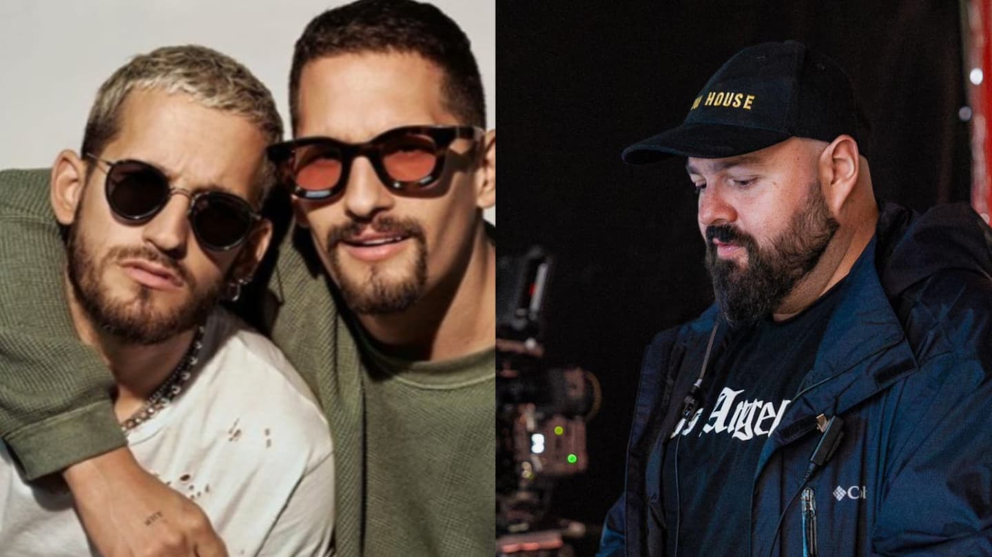 Imagen formada por una foto de Mau y Ricky en primer plano y el costarricense Braulio Segura.