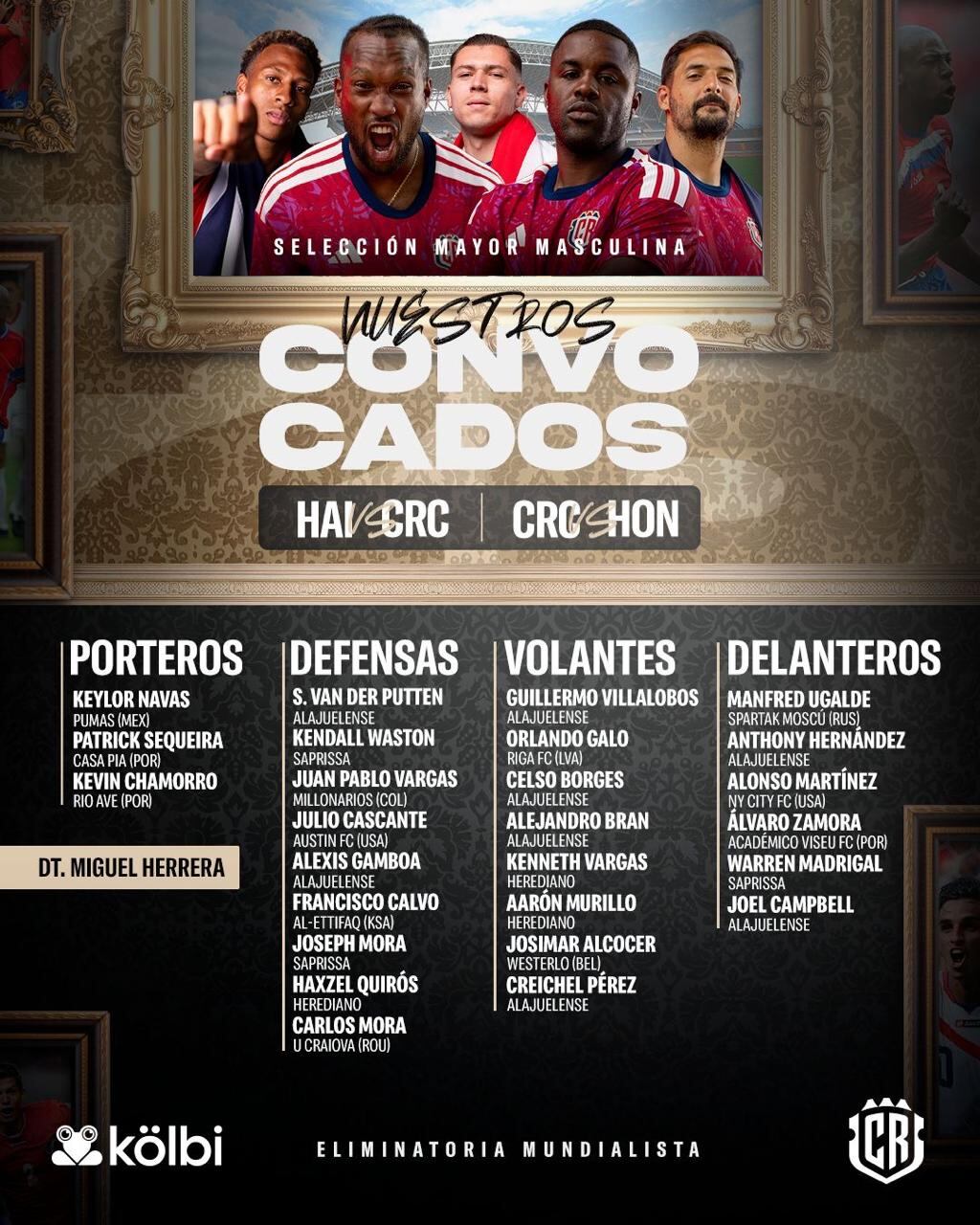 Convocatoria de Costa Rica ante Haití y Honduras.