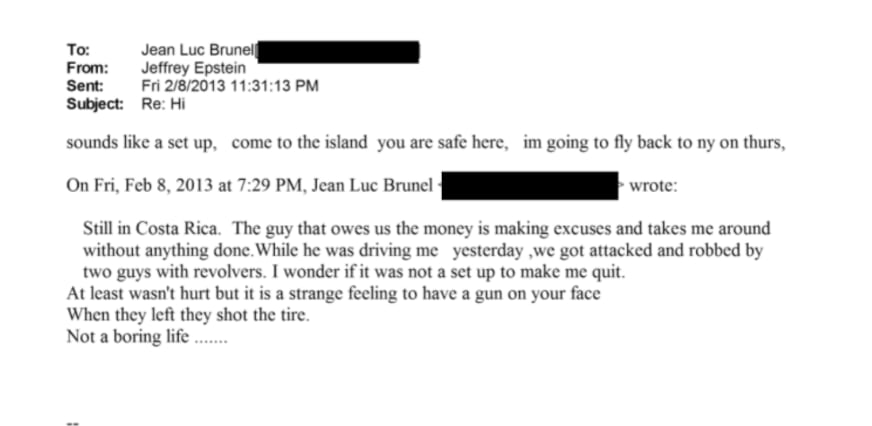 Correo de Jean Luc-Brunel sobre su estancia en Costa Rica