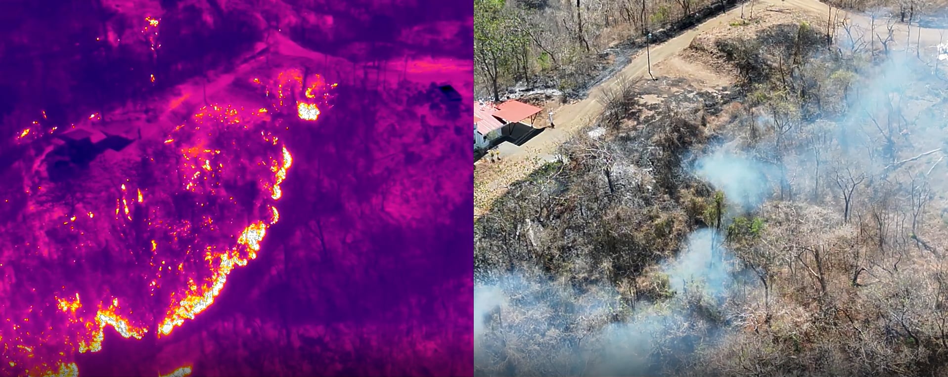 Vista cenital de un incendio en Guanacaste.