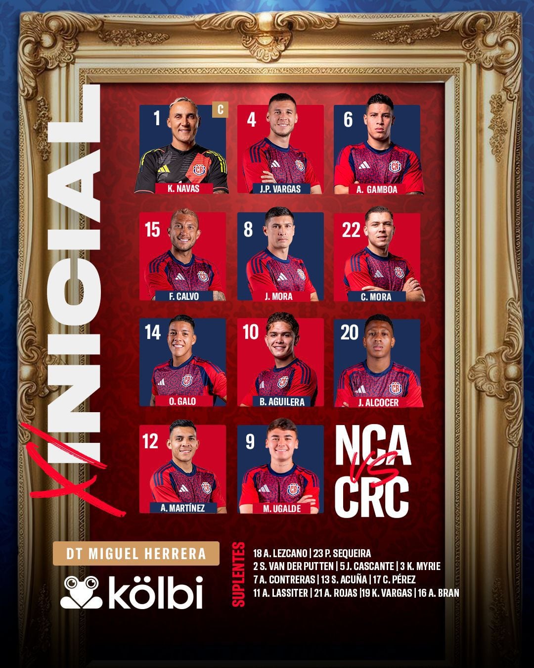 Esta es la alineación de la Selección de Costa Rica para el partido contra Nicaragua en Managua.