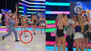 Presentador hirió a una modelo en vivo: vea el impactante momento