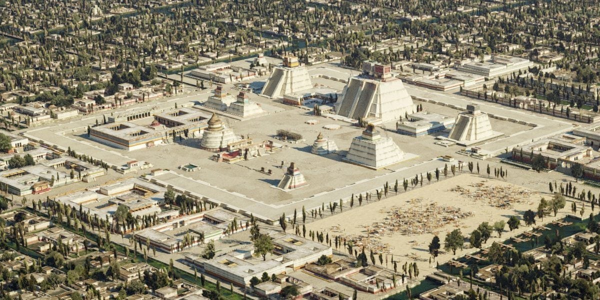 Plano de Tenochtitlán tal cual ha sido imaginado gracias a los estudios arqueológicos, tomado de Xataka.