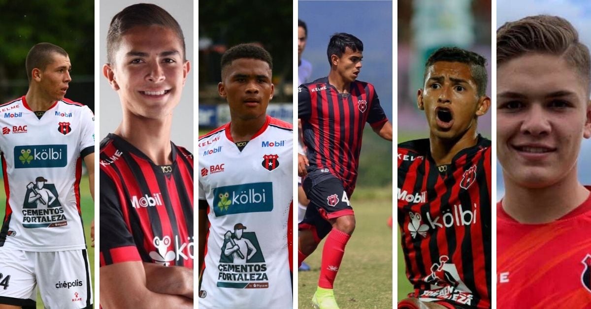 Carlos Mora, Paulo Rodríguez, Ian Lawrance, Aarón Suárez, Geancarlo Castro y Brandon Aguilera son los jugadores del alto rendimiento que ahora tendrán más oportunidad en el primer equipo de la Liga. Fotografías: Prensa Alajuelense