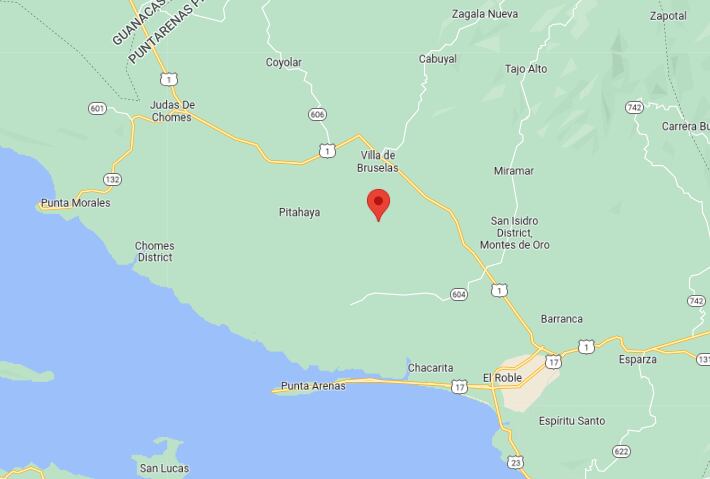 Los abusos fueron perpetrados en Aranjuez, distrito de Pitahaya en Puntarenas durante el 2016 y 2017. Imagen: Google maps